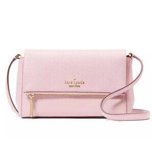 New Kate Spade Leila Mini Zip Crossbody Pebble Leather Shimmer Pink